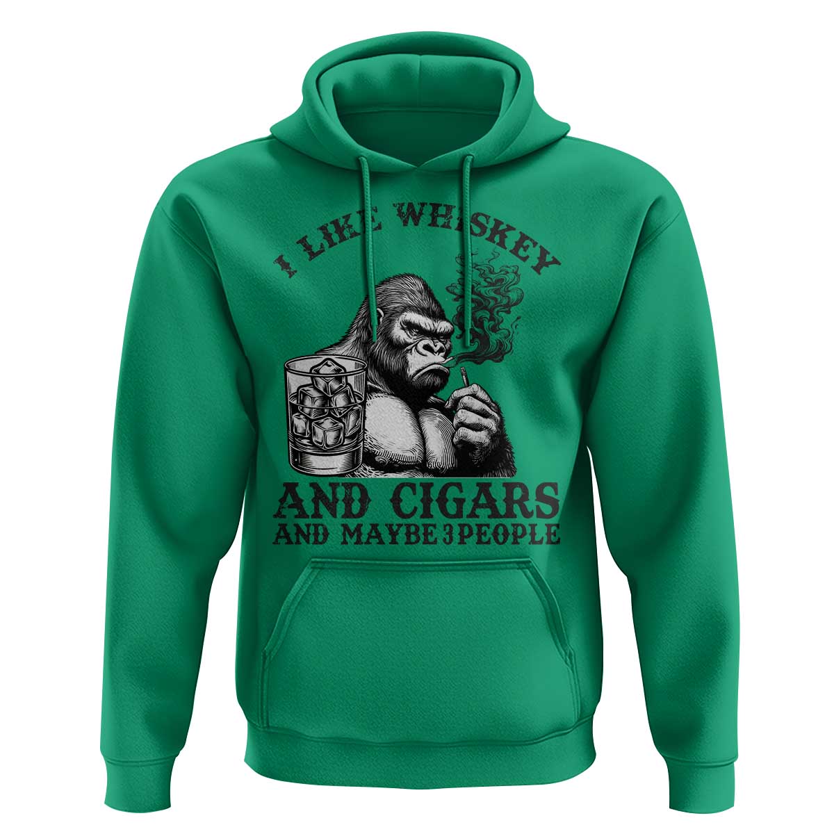 I Like Whiskey and Cigars and Maybe 3 People Hoodie Funny Bigfoot Drinking and Cigarette Anti-Social Humor