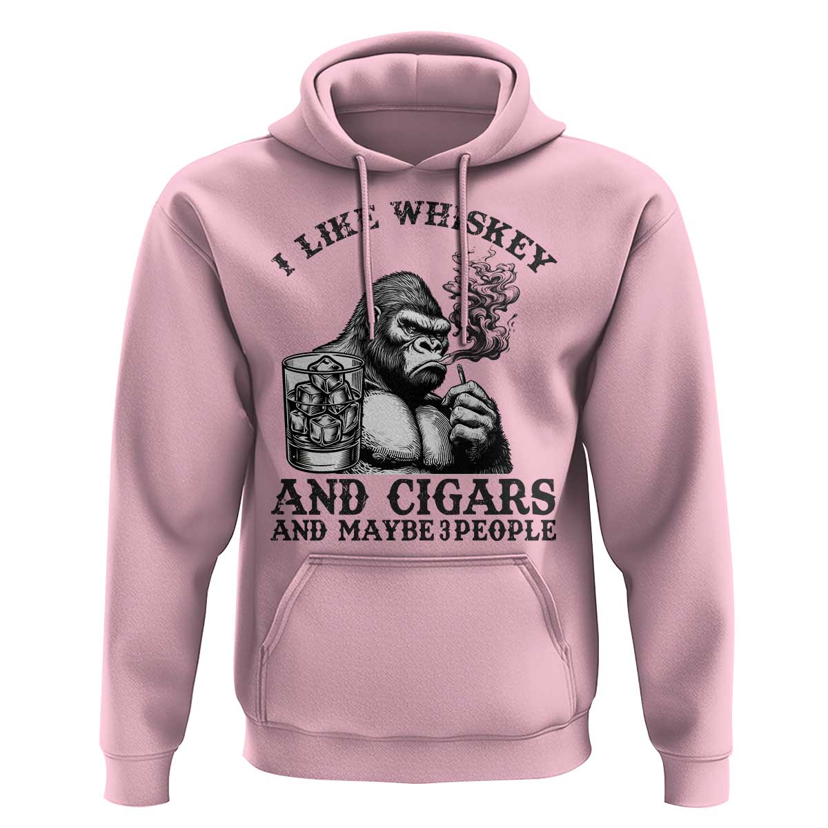 I Like Whiskey and Cigars and Maybe 3 People Hoodie Funny Bigfoot Drinking and Cigarette Anti-Social Humor