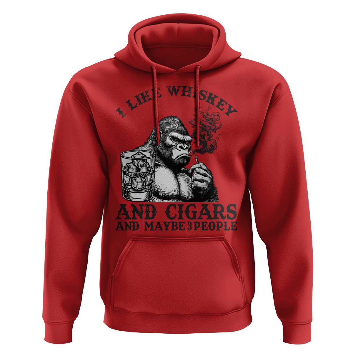 I Like Whiskey and Cigars and Maybe 3 People Hoodie Funny Bigfoot Drinking and Cigarette Anti-Social Humor