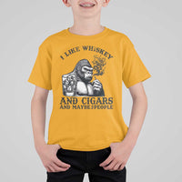 I Like Whiskey and Cigars and Maybe 3 People T Shirt For Kid Funny Bigfoot Drinking and Cigarette Anti-Social Humor