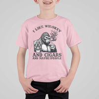 I Like Whiskey and Cigars and Maybe 3 People T Shirt For Kid Funny Bigfoot Drinking and Cigarette Anti-Social Humor