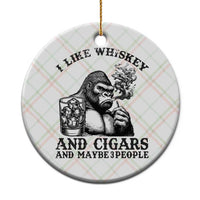 I Like Whiskey and Cigars and Maybe 3 People Ceramic Ornament Funny Bigfoot Drinking and Cigarette Anti-Social Humor