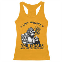 I Like Whiskey and Cigars and Maybe 3 People Racerback Tank Top Funny Bigfoot Drinking and Cigarette Anti-Social Humor