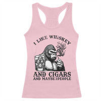 I Like Whiskey and Cigars and Maybe 3 People Racerback Tank Top Funny Bigfoot Drinking and Cigarette Anti-Social Humor