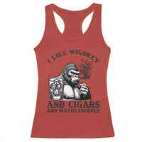 I Like Whiskey and Cigars and Maybe 3 People Racerback Tank Top Funny Bigfoot Drinking and Cigarette Anti-Social Humor