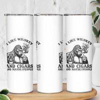 I Like Whiskey and Cigars and Maybe 3 People Skinny Tumbler Funny Bigfoot Drinking and Cigarette Anti-Social Humor