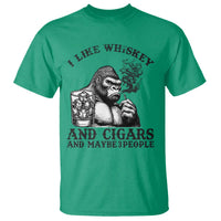 I Like Whiskey and Cigars and Maybe 3 People T Shirt Funny Bigfoot Drinking and Cigarette Anti-Social Humor