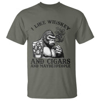 I Like Whiskey and Cigars and Maybe 3 People T Shirt Funny Bigfoot Drinking and Cigarette Anti-Social Humor