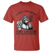 I Like Whiskey and Cigars and Maybe 3 People T Shirt Funny Bigfoot Drinking and Cigarette Anti-Social Humor