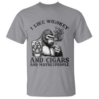 I Like Whiskey and Cigars and Maybe 3 People T Shirt Funny Bigfoot Drinking and Cigarette Anti-Social Humor