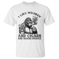 I Like Whiskey and Cigars and Maybe 3 People T Shirt Funny Bigfoot Drinking and Cigarette Anti-Social Humor