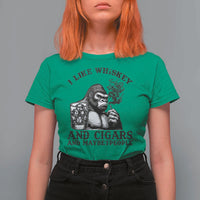 I Like Whiskey and Cigars and Maybe 3 People T Shirt For Women Funny Bigfoot Drinking and Cigarette Anti-Social Humor