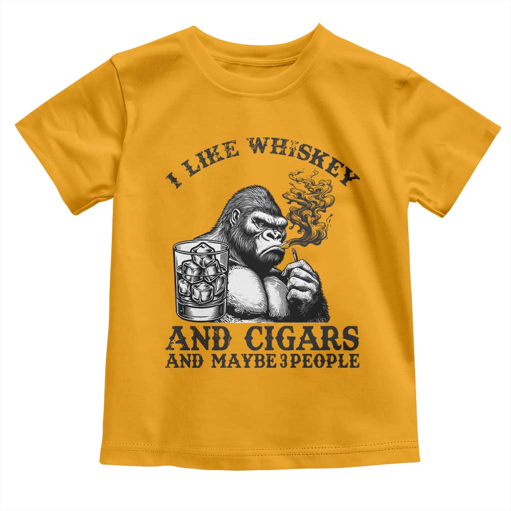 I Like Whiskey and Cigars and Maybe 3 People Toddler T Shirt Funny Bigfoot Drinking and Cigarette Anti-Social Humor