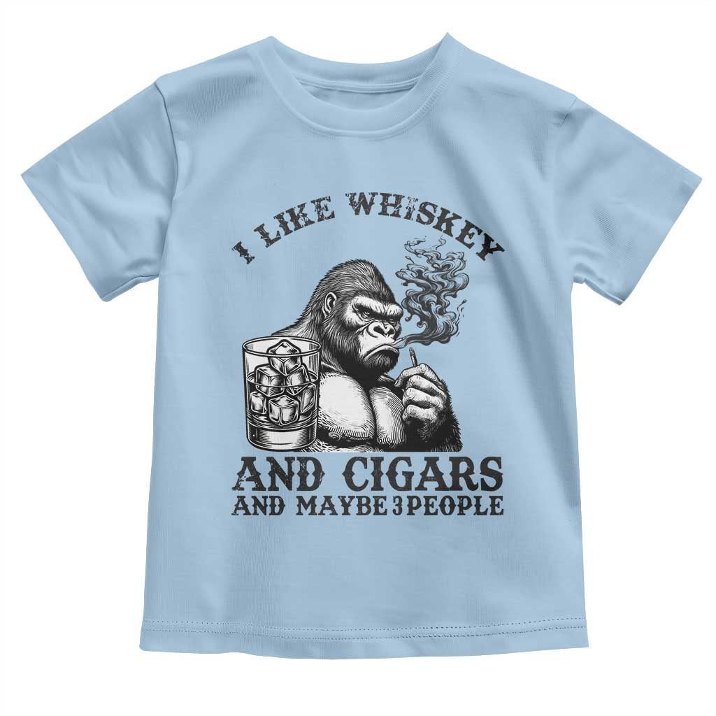 I Like Whiskey and Cigars and Maybe 3 People Toddler T Shirt Funny Bigfoot Drinking and Cigarette Anti-Social Humor