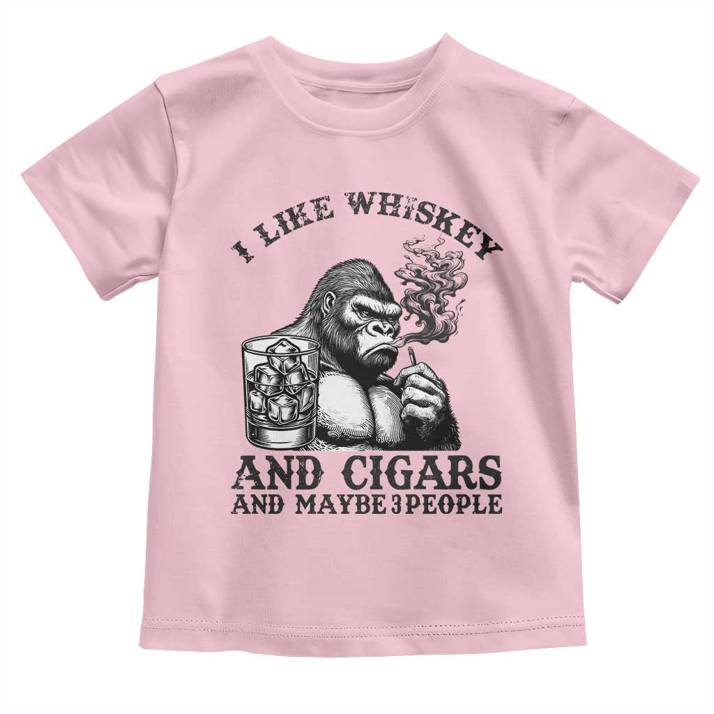 I Like Whiskey and Cigars and Maybe 3 People Toddler T Shirt Funny Bigfoot Drinking and Cigarette Anti-Social Humor
