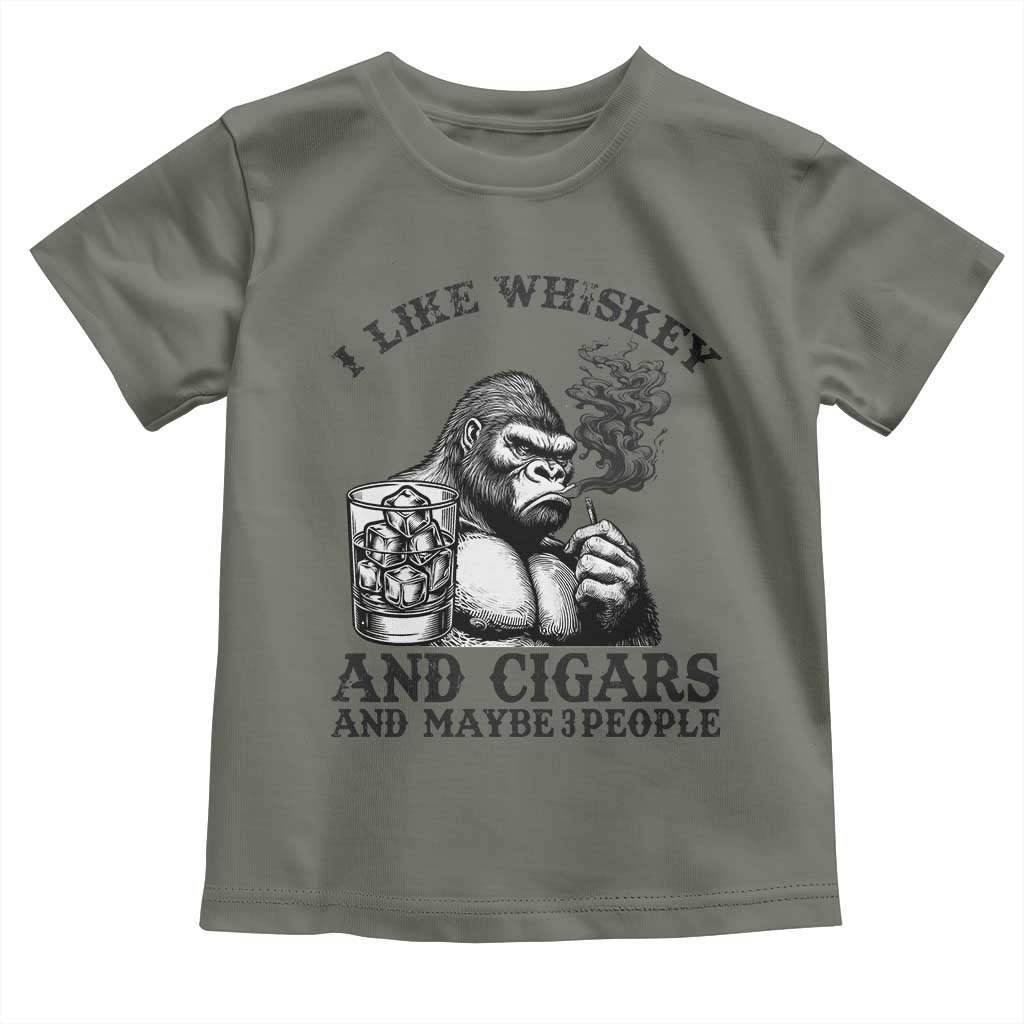 I Like Whiskey and Cigars and Maybe 3 People Toddler T Shirt Funny Bigfoot Drinking and Cigarette Anti-Social Humor