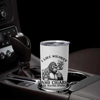 I Like Whiskey and Cigars and Maybe 3 People Tumbler Cup Funny Bigfoot Drinking and Cigarette Anti-Social Humor