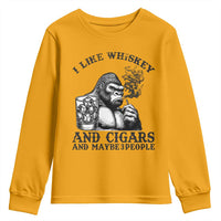 I Like Whiskey and Cigars and Maybe 3 People Youth Sweatshirt Funny Bigfoot Drinking and Cigarette Anti-Social Humor