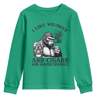 I Like Whiskey and Cigars and Maybe 3 People Youth Sweatshirt Funny Bigfoot Drinking and Cigarette Anti-Social Humor