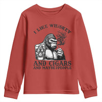 I Like Whiskey and Cigars and Maybe 3 People Youth Sweatshirt Funny Bigfoot Drinking and Cigarette Anti-Social Humor