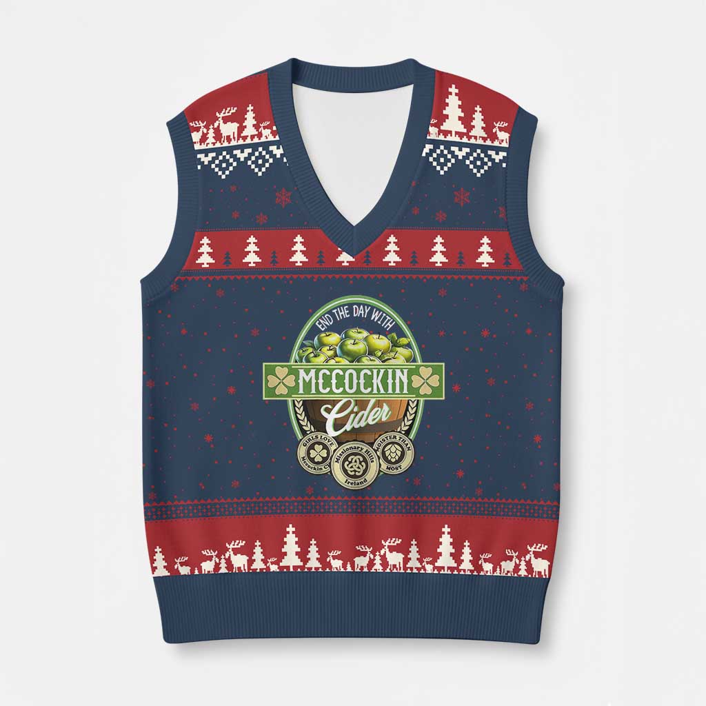 Mccockin Cider V-Neck Knit Sweater Vest Funny St Patrick's Day - Wonder Print Shop