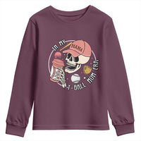 In My T-Ball Mom Era Skeleton Youth Sweatshirt Baseball Mother's Day TS02