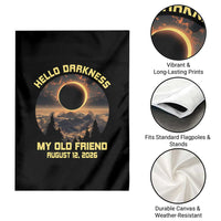 Hello Darkness My Old Friend August 12 2026 Garden Flag Total Solar Eclipse Humorous Astronomy Gift