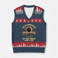 Hello Darkness My Old Friend August 12 2026 V-Neck Knit Sweater Vest Total Solar Eclipse Humorous Astronomy Gift
