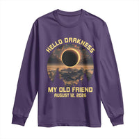 Hello Darkness My Old Friend August 12 2026 Long Sleeve Shirt Total Solar Eclipse Humorous Astronomy Gift