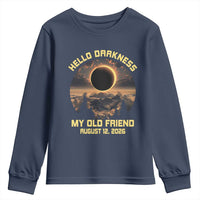 Hello Darkness My Old Friend August 12 2026 Youth Sweatshirt Total Solar Eclipse Humorous Astronomy Gift