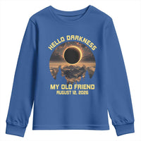Hello Darkness My Old Friend August 12 2026 Youth Sweatshirt Total Solar Eclipse Humorous Astronomy Gift