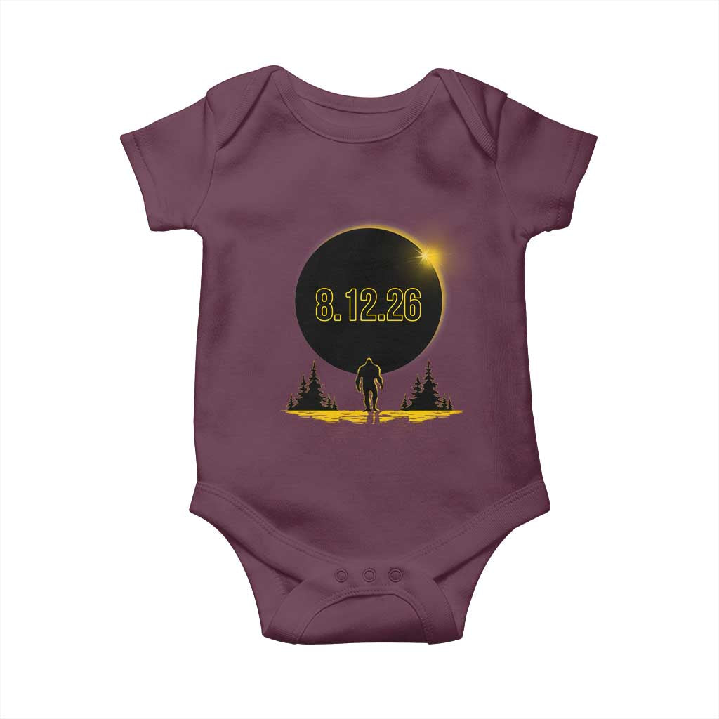 Bigfoot August 12 2026 Total Solar Eclipse Baby Onesie Totality Sasquatch Cryptid Stargazer Memorabilia