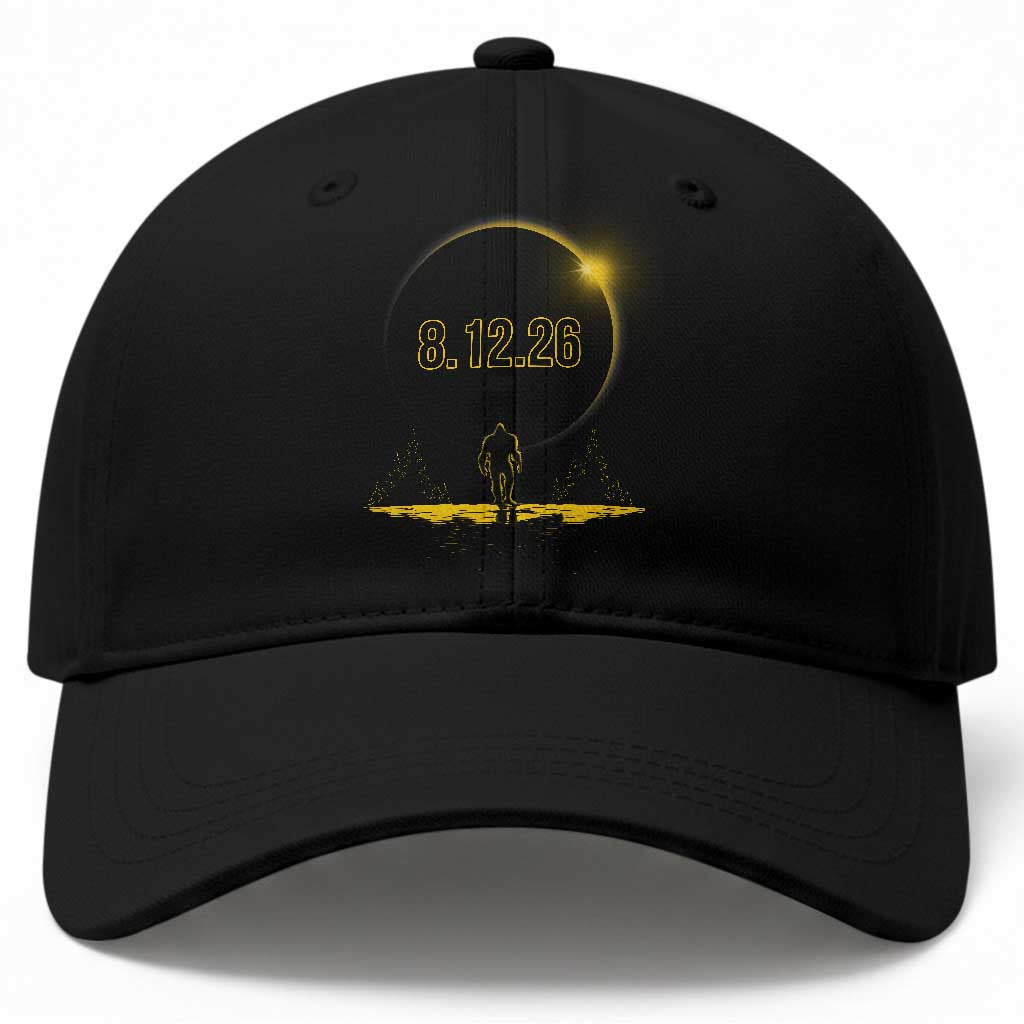 Bigfoot August 12 2026 Total Solar Eclipse Baseball Cap Totality Sasquatch Cryptid Stargazer Memorabilia