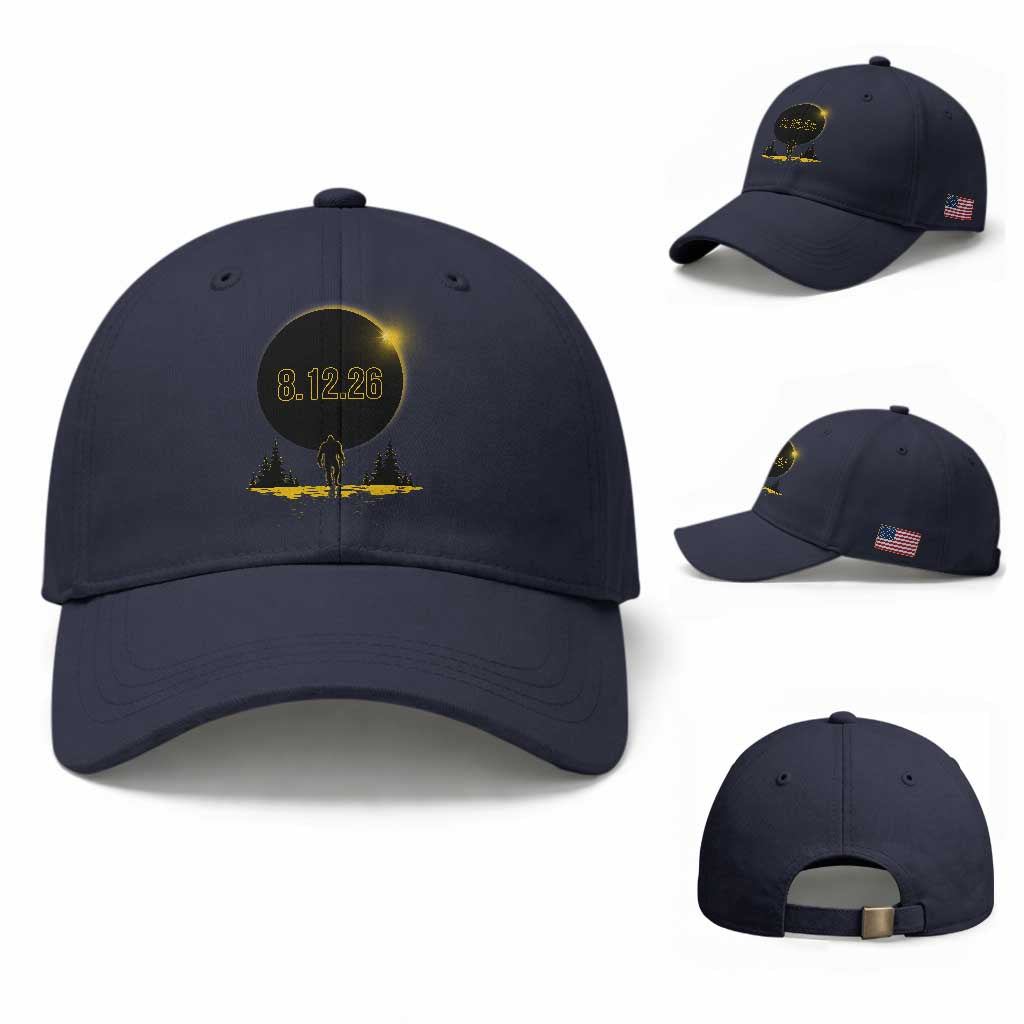 Bigfoot August 12 2026 Total Solar Eclipse Baseball Cap Totality Sasquatch Cryptid Stargazer Memorabilia