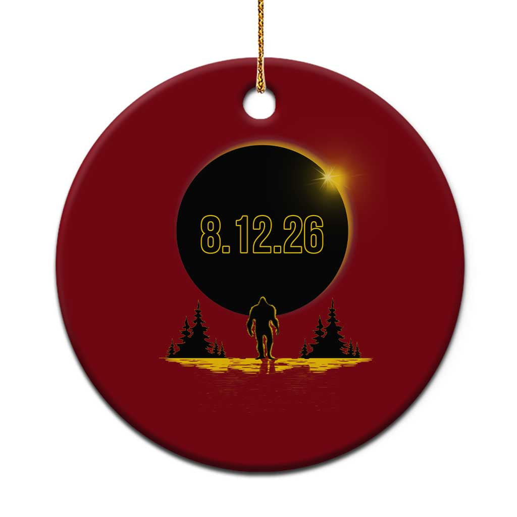 Bigfoot August 12 2026 Total Solar Eclipse Ceramic Ornament Totality Sasquatch Cryptid Stargazer Memorabilia