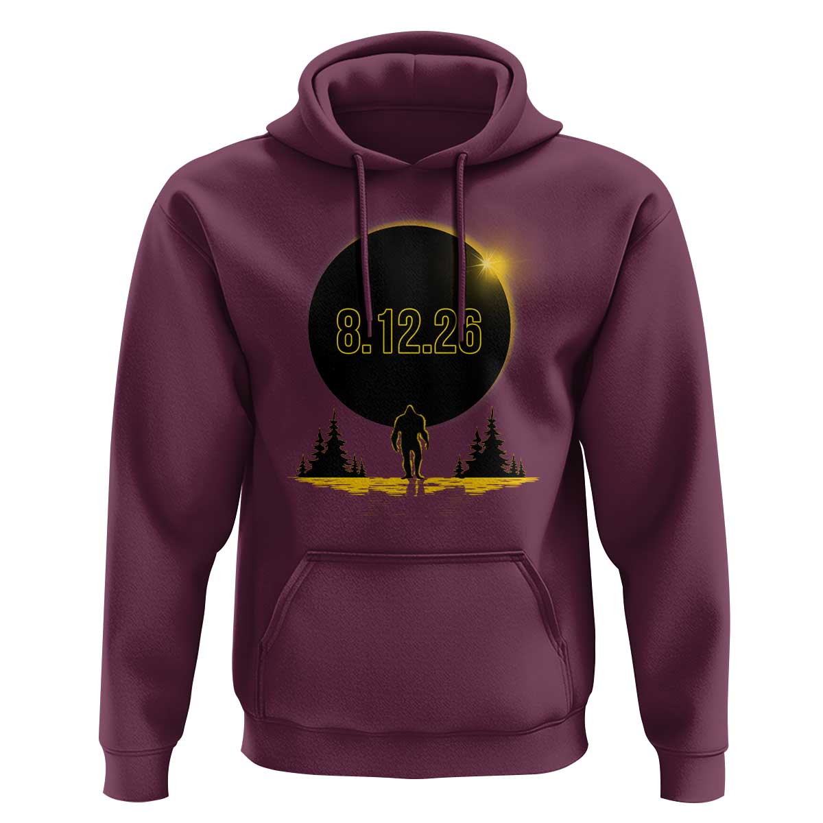 Bigfoot August 12 2026 Total Solar Eclipse Hoodie Totality Sasquatch Cryptid Stargazer Memorabilia