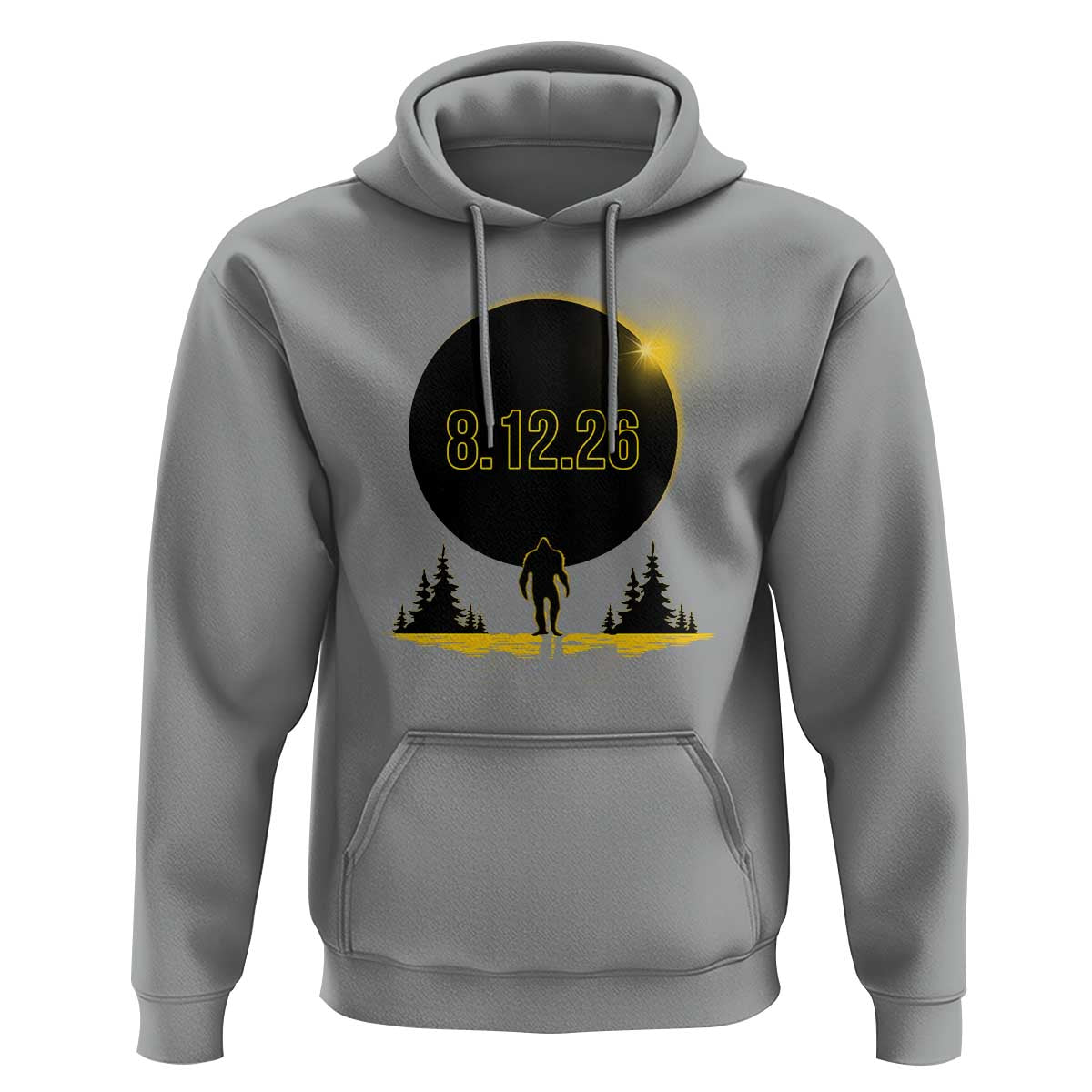 Bigfoot August 12 2026 Total Solar Eclipse Hoodie Totality Sasquatch Cryptid Stargazer Memorabilia