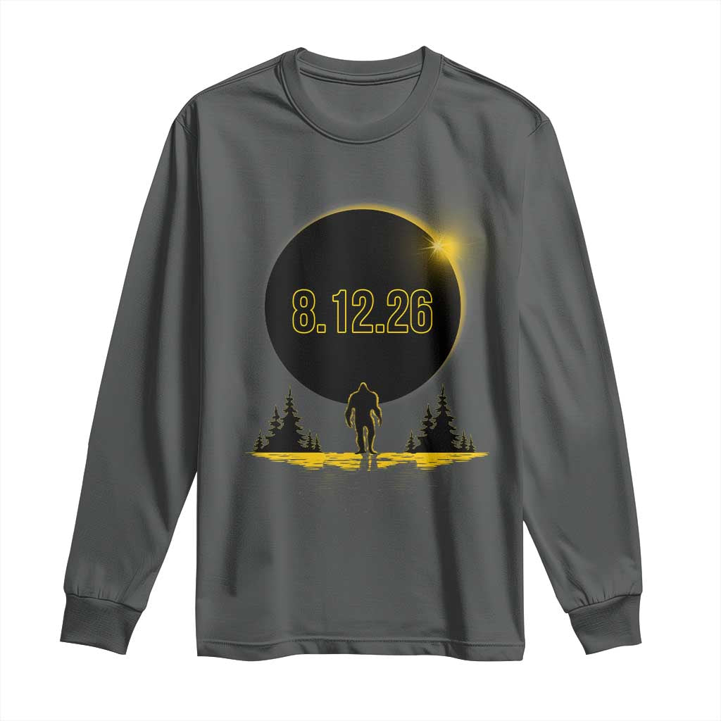 Bigfoot August 12 2026 Total Solar Eclipse Long Sleeve Shirt Totality Sasquatch Cryptid Stargazer Memorabilia
