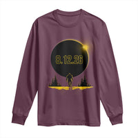 Bigfoot August 12 2026 Total Solar Eclipse Long Sleeve Shirt Totality Sasquatch Cryptid Stargazer Memorabilia