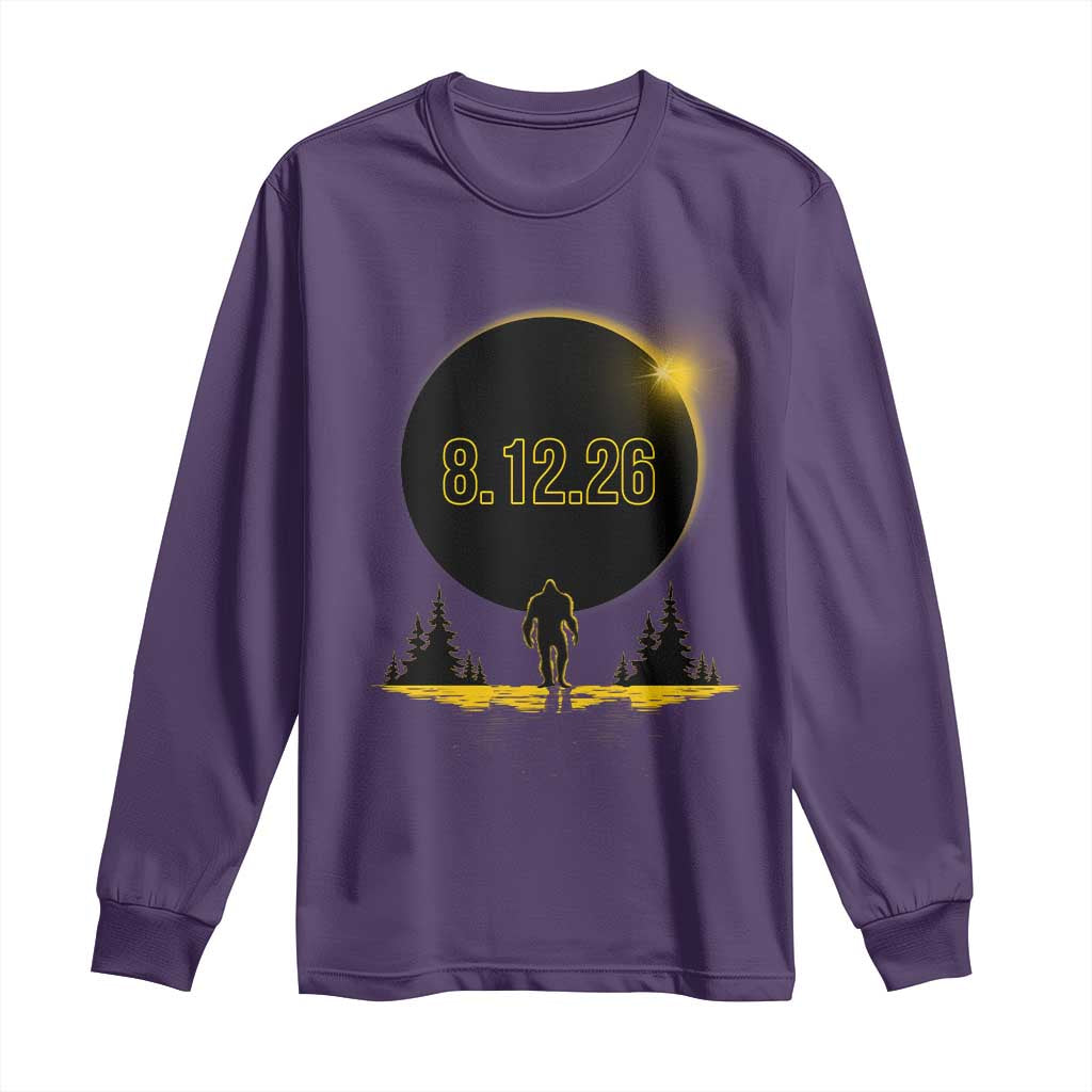 Bigfoot August 12 2026 Total Solar Eclipse Long Sleeve Shirt Totality Sasquatch Cryptid Stargazer Memorabilia