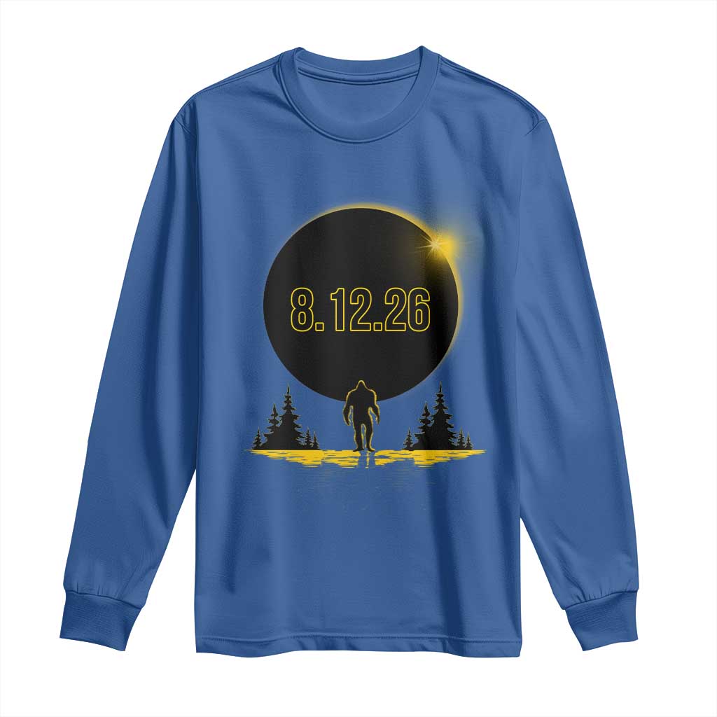 Bigfoot August 12 2026 Total Solar Eclipse Long Sleeve Shirt Totality Sasquatch Cryptid Stargazer Memorabilia