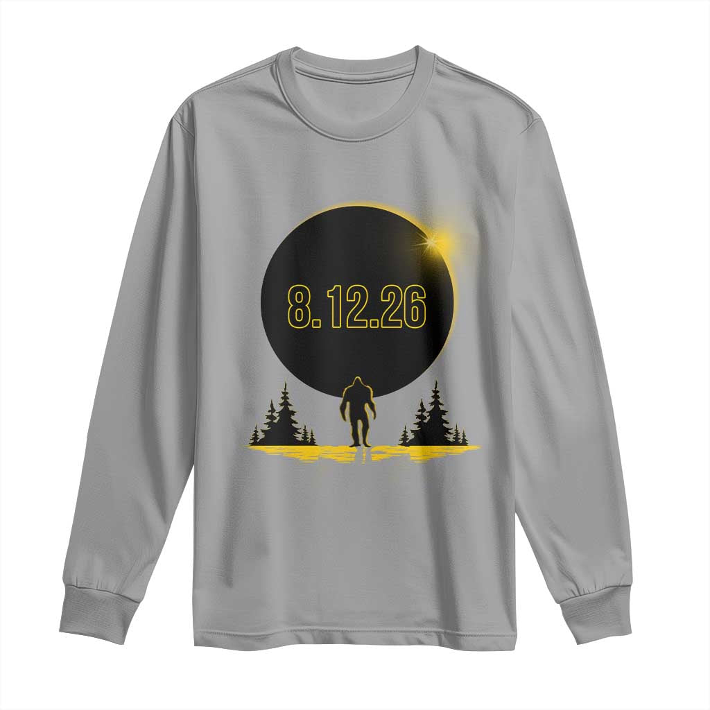 Bigfoot August 12 2026 Total Solar Eclipse Long Sleeve Shirt Totality Sasquatch Cryptid Stargazer Memorabilia