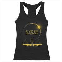 Bigfoot August 12 2026 Total Solar Eclipse Racerback Tank Top Totality Sasquatch Cryptid Stargazer Memorabilia