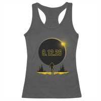 Bigfoot August 12 2026 Total Solar Eclipse Racerback Tank Top Totality Sasquatch Cryptid Stargazer Memorabilia