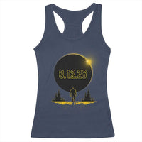 Bigfoot August 12 2026 Total Solar Eclipse Racerback Tank Top Totality Sasquatch Cryptid Stargazer Memorabilia