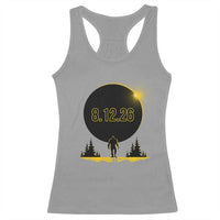 Bigfoot August 12 2026 Total Solar Eclipse Racerback Tank Top Totality Sasquatch Cryptid Stargazer Memorabilia