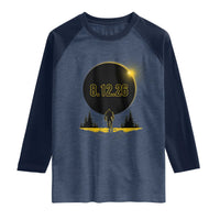 Bigfoot August 12 2026 Total Solar Eclipse Raglan Shirt Totality Sasquatch Cryptid Stargazer Memorabilia