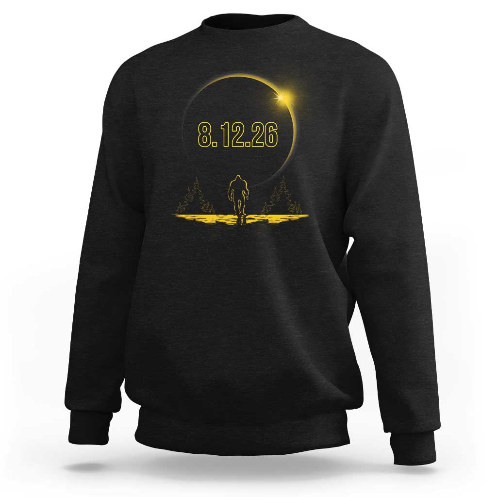 Bigfoot August 12 2026 Total Solar Eclipse Sweatshirt Totality Sasquatch Cryptid Stargazer Memorabilia