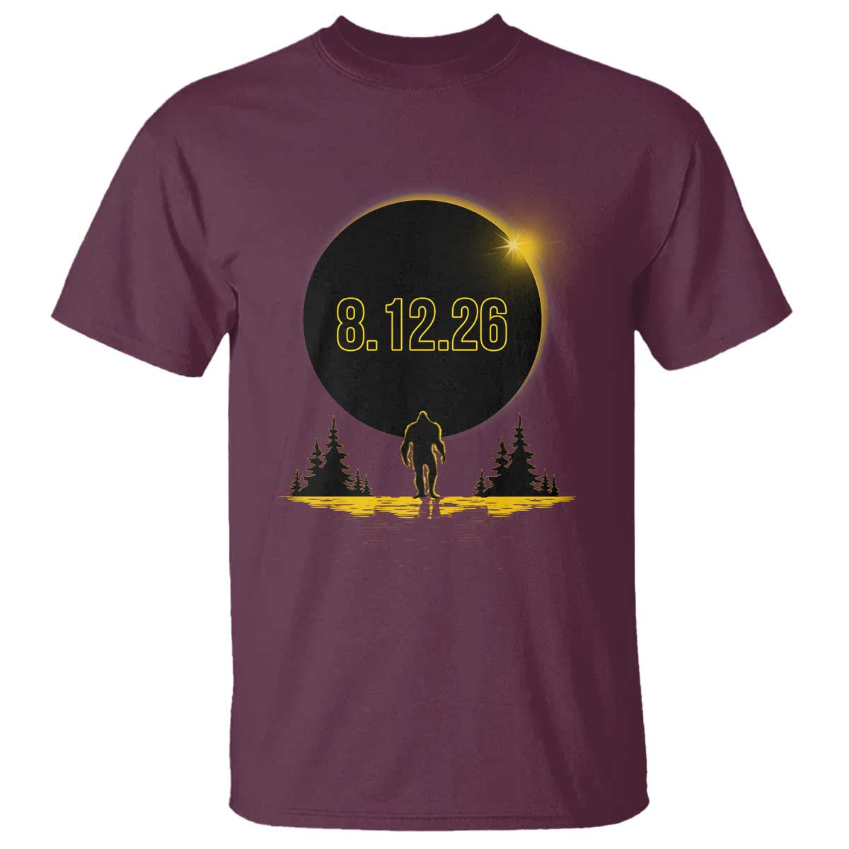 Bigfoot August 12 2026 Total Solar Eclipse T Shirt Totality Sasquatch Cryptid Stargazer Memorabilia