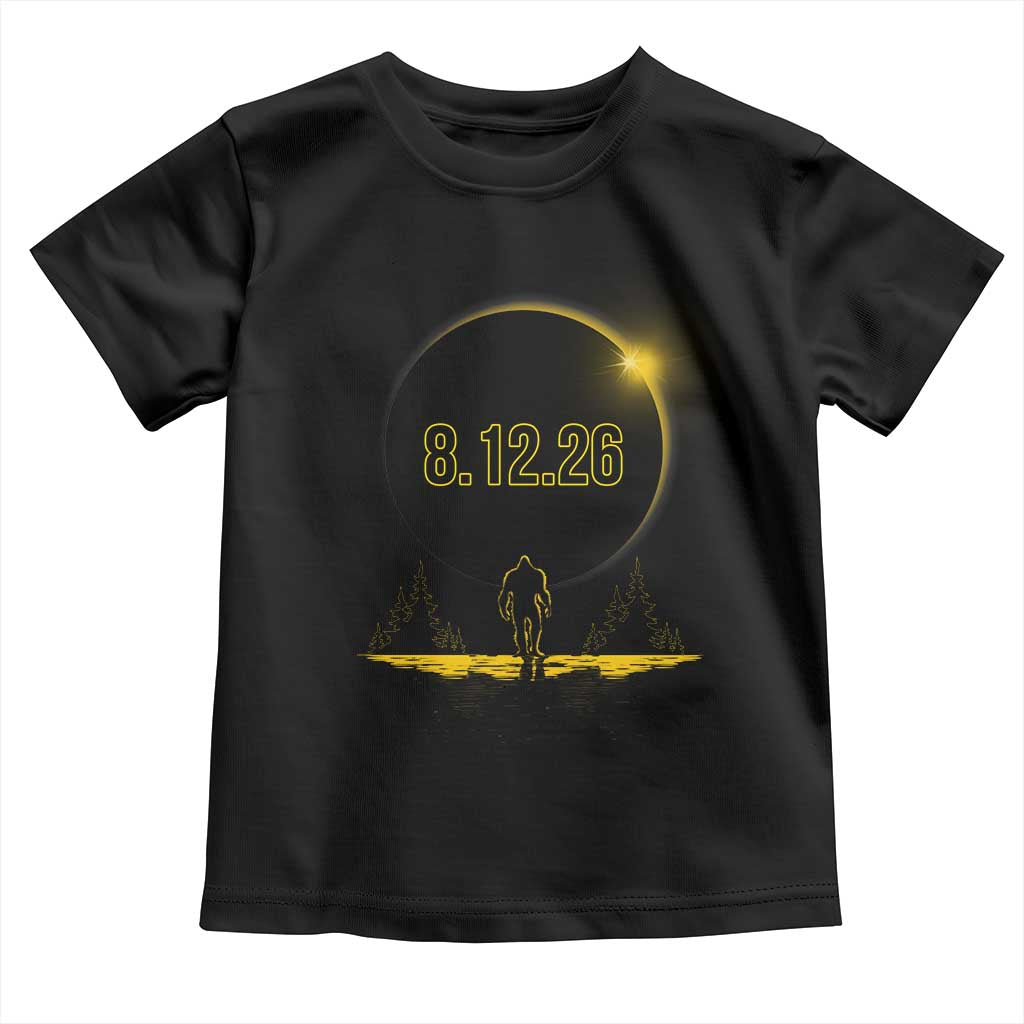 Bigfoot August 12 2026 Total Solar Eclipse Toddler T Shirt Totality Sasquatch Cryptid Stargazer Memorabilia